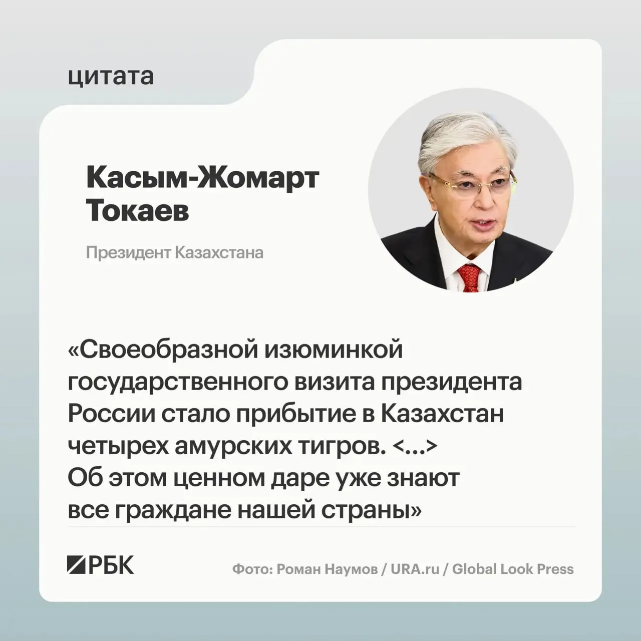 Казахстан обратился к России с просьбой помочь восстановить популяцию амурского тигра. В ответ была передана пара животных, о которой показали презентацию президентам России и Казахстана.